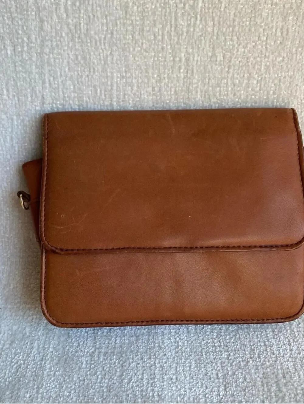 Orvis Genuine Leather Cognac Belt Loop Bag Wallet Phone Holder Clutch Crossbody